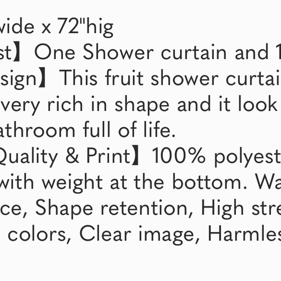 Allover Fruits Shower Curtains,Peach, Cute Bright Fabric Bathroom Curtain Set - Picture 8 of 8